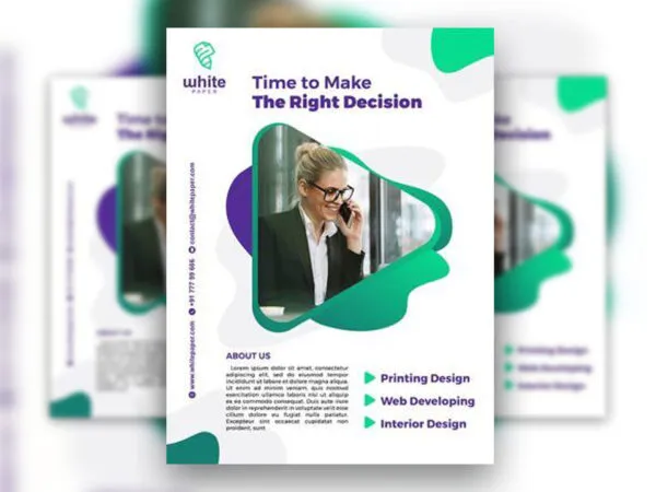 White Abstract Design Studio Flyer Template 1