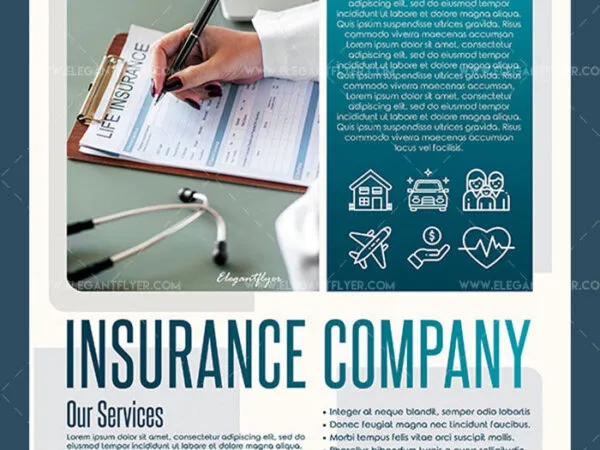 White Blue Modern Insurance Company Flyer Template 1