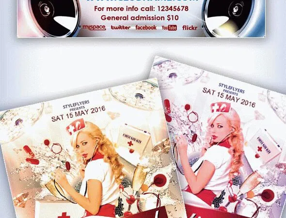 White Disco Ball National Nurses Day Flyer Template 1