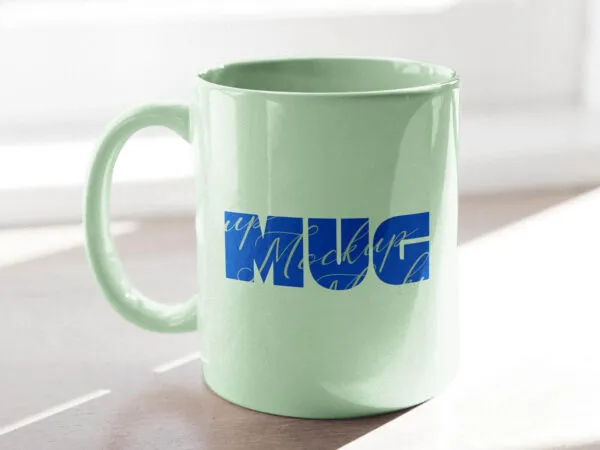 White Enamel Mug Under Sunlight Mockup 1