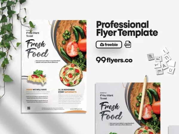 White Fresh Food Flyer Template 1