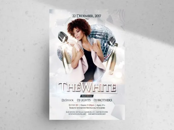 White Glitter Party Flyer Template 1