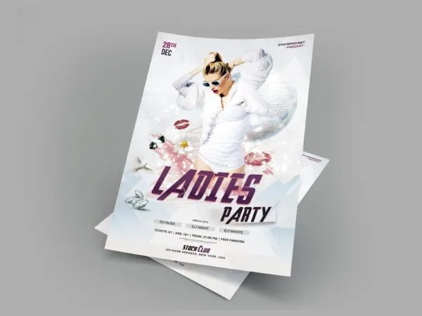 White Glittering Feminine Night Party Flyer Template 1