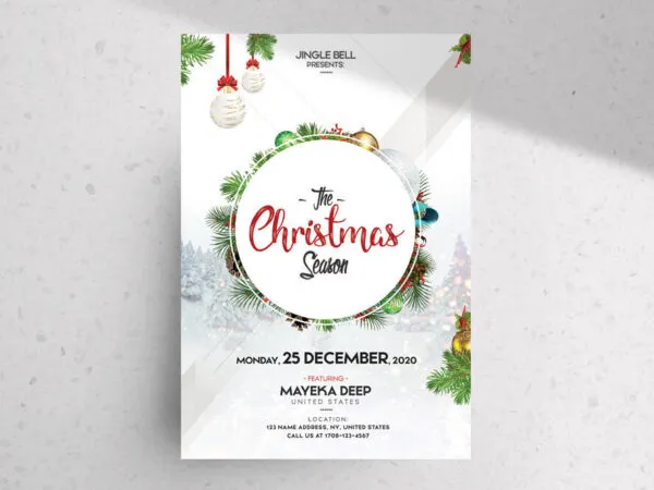White Green Modern Christmas Party Flyer Template 1