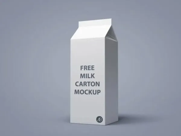 White Milk Carton Mockup with Adjustable Shadows 1