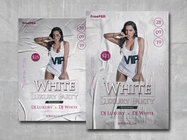 White Modern Club Party Flyer Template 1