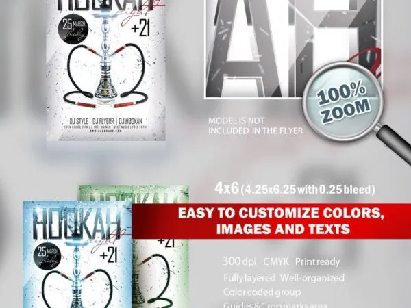 White Modern Hookah Flyer Template 1
