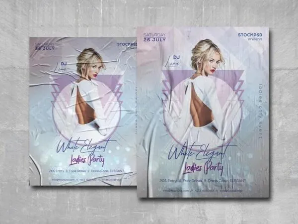 White Modern Ladies Party Flyer Template 1