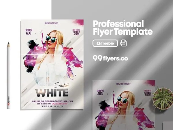White Modern Party Flyer Template 1