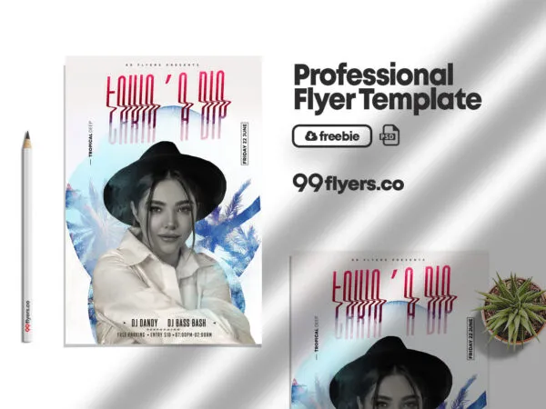 White Modern Tropical Night Party Flyer Template 1