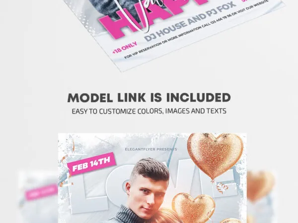 White Modern Valentines Day Party Flyer Template 1