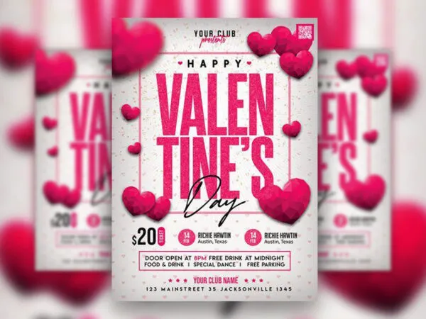 White Pink Typographical Valentines Day Party Flyer Template 1