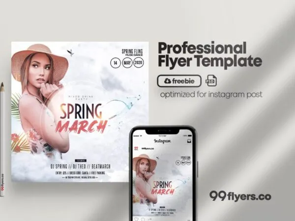 White Spring Begins Event Party Flyer Instagram Template 1