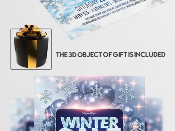 White Starry Winter Sale Flyer Template 1