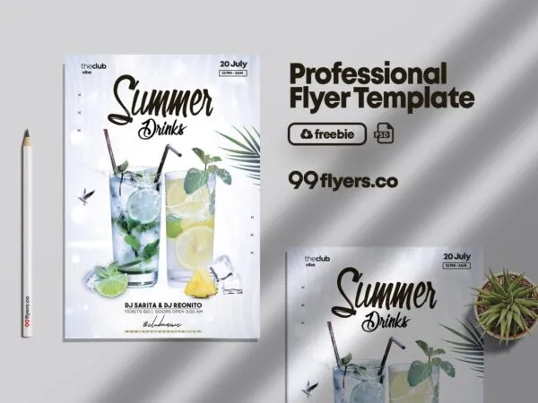 White Tropical Summer Event Flyer Template 1