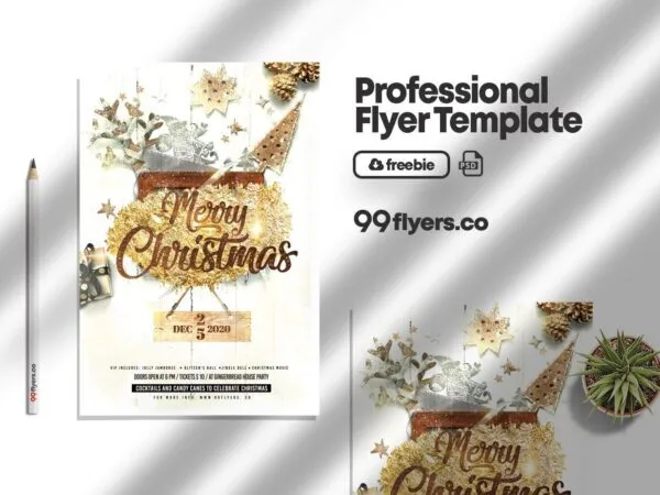 White and Gold Luxury Christmas Event Flyer Template 1