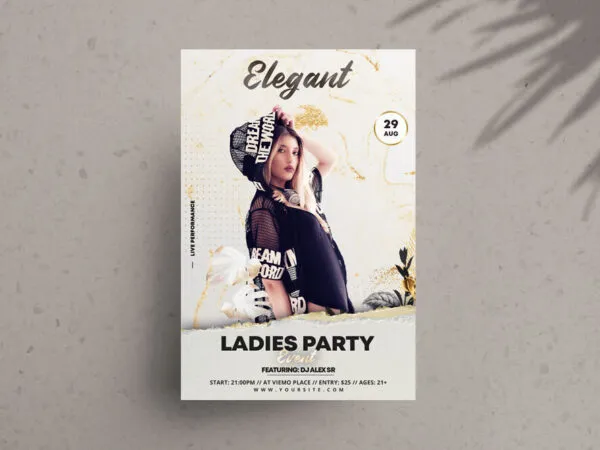 White and Gold Sparkly Party Flyer Template 1