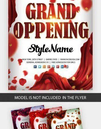White and Red Grand Opening Flyer Template 1