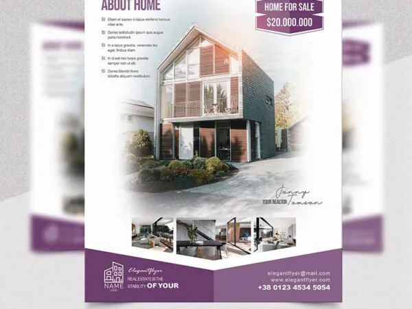 White and Violet Real Estate Flyer Template 1