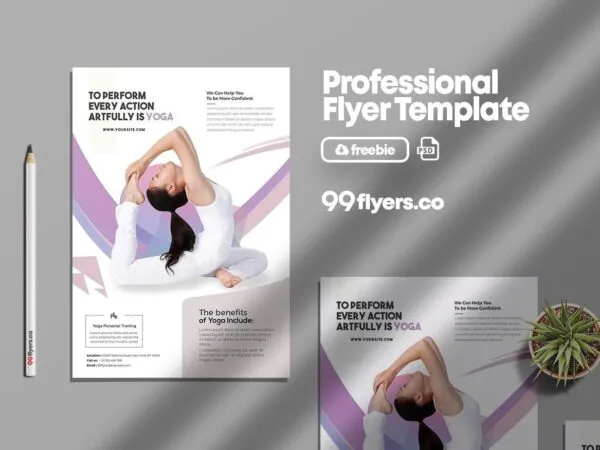 White with Colorful Pattern Yoga Class Flyer Template 1