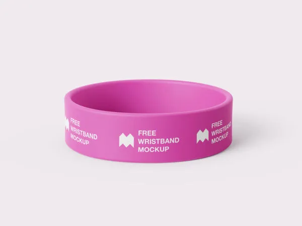 Wide Silicone Wristband Mockup in 6 Shots 1