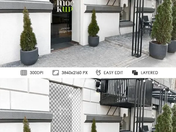 Window Door Decal Sign Mockup in Perspective Vision 1