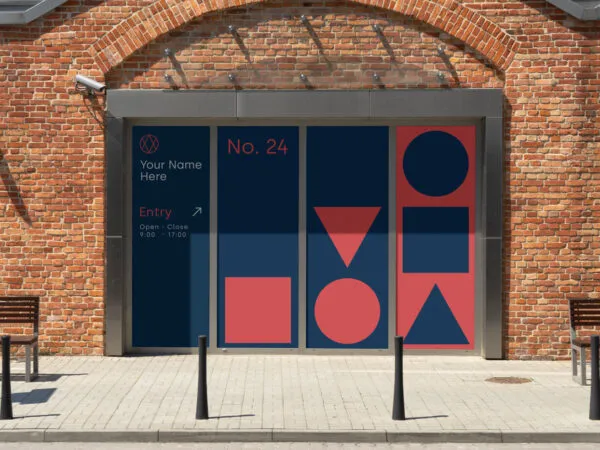 Window Sign Mockup in Urban Environment 1