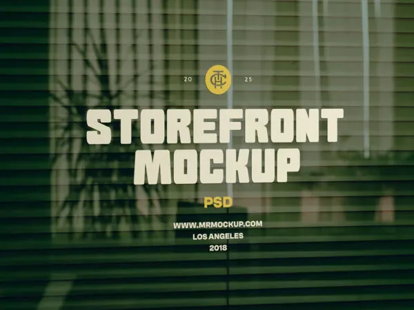Window Storefront with Blinds Mockup 1
