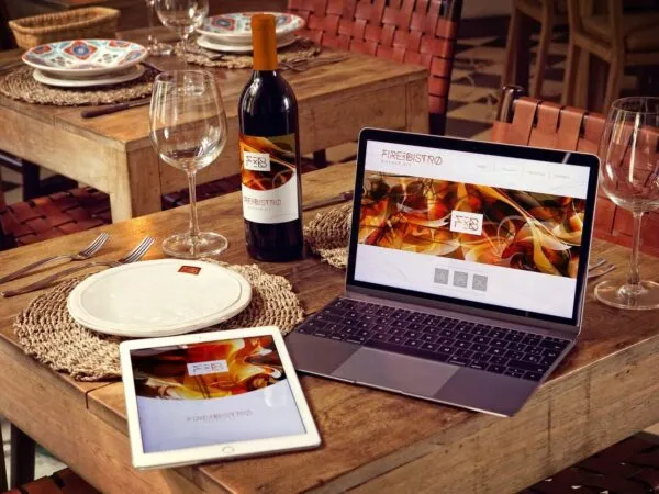 Wine Bottle Mockup Along with iPad and MacBook 1