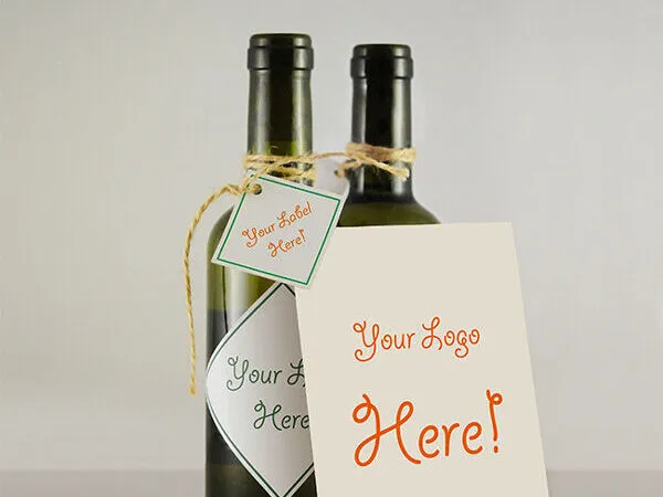 Wine Bottle with a Greeting Card Mockup 1