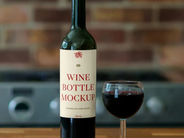Wine Label with Glass Mockup 1