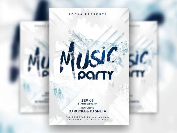 Winter Music Party Flyer Template with a Frosted Theme 1