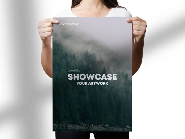 Woman Holding A3 Flyer Mockup on the Front View 1