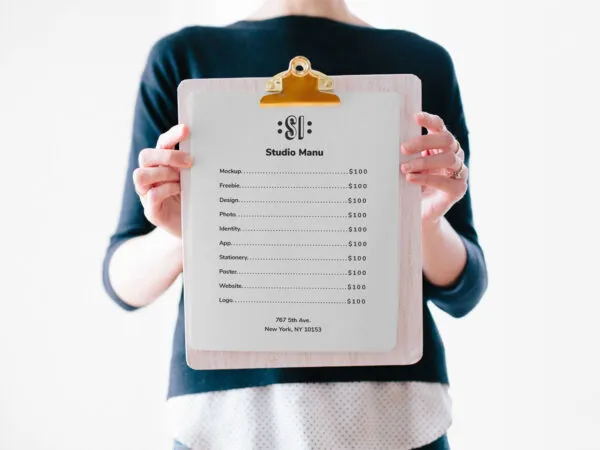 Woman Holding a Clipboard Mockup 1