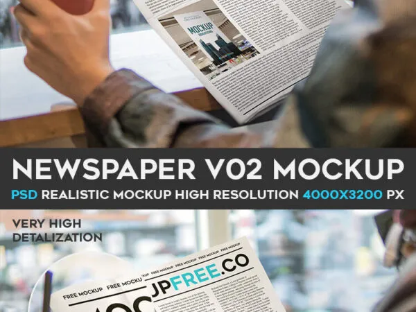 Woman Reading a Newspaper Mockup 1