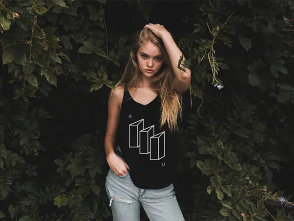 Woman Wearing a Tank Top Shirt Mockup 1