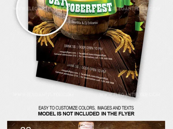Wooden Beer Oktoberfest Flyer and Facebook Cover Template 1