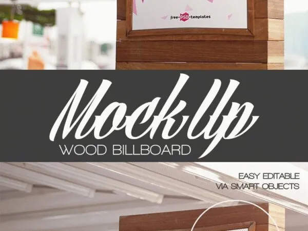 Wooden Billboard Mockup in Open Space 1