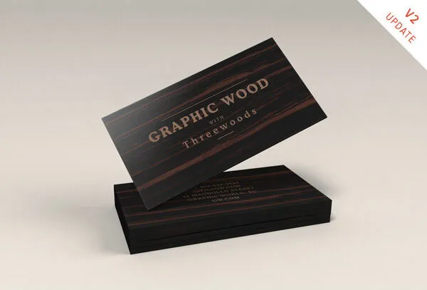 Wooden Business Cards Mockup 1
