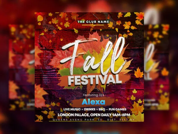 Wooden Fall Festival Flyer Instagram Banner Template 1