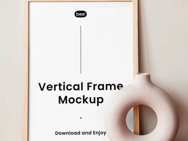 Wooden Frame Mockup with Vase in Front Sight 1