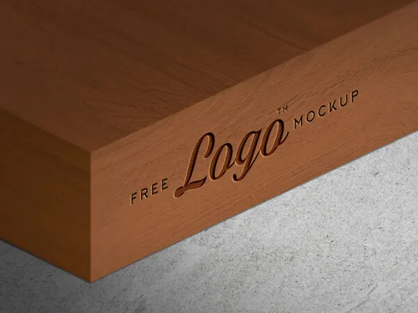 Wooden Thick Engraved Logo Mockup 1