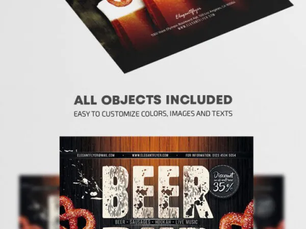 Wooden Vintage Beer Pub Flyer Template 1