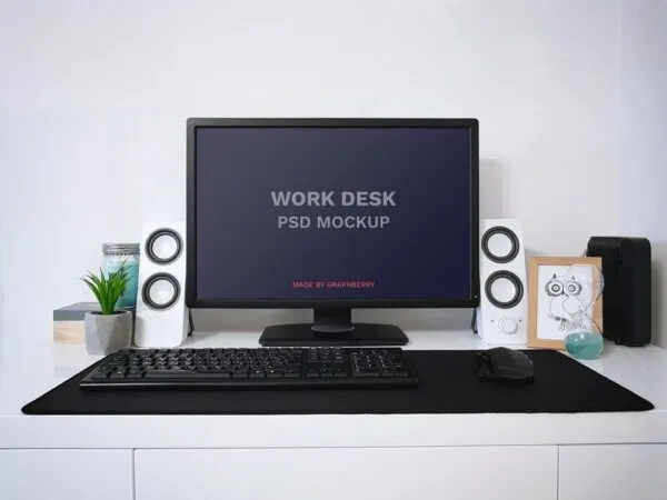 Work Desk Computer Screen Mockup 1