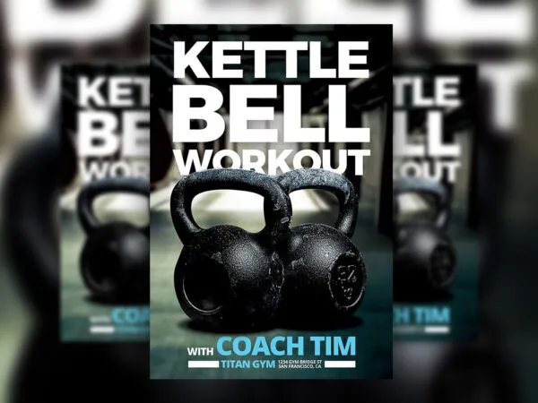 Workout Fitness Flyer Featuring Kettlebells Template 1