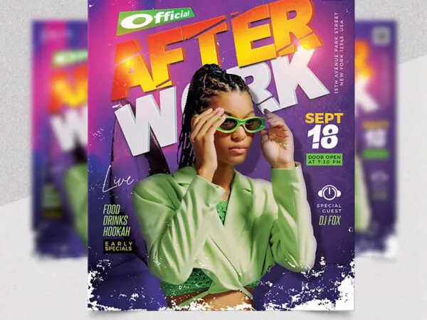 Worn out Splash After Work Party Flyer Template 1