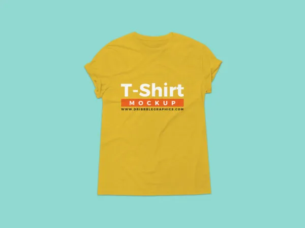 Wrinkled Round Neck T Shirt Mockup 1