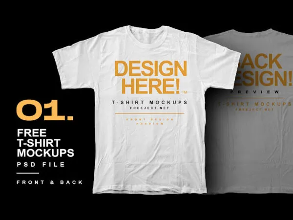 Wrinkled T Shirt Floating in Top View Mockup 1