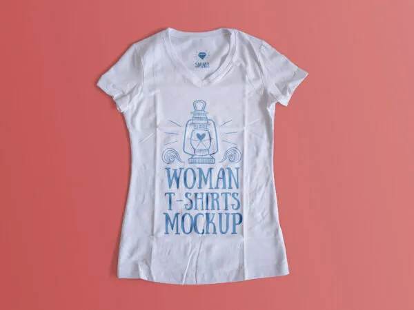 Wrinkled Woman T Shirt Mockups Laying on the Floor 1