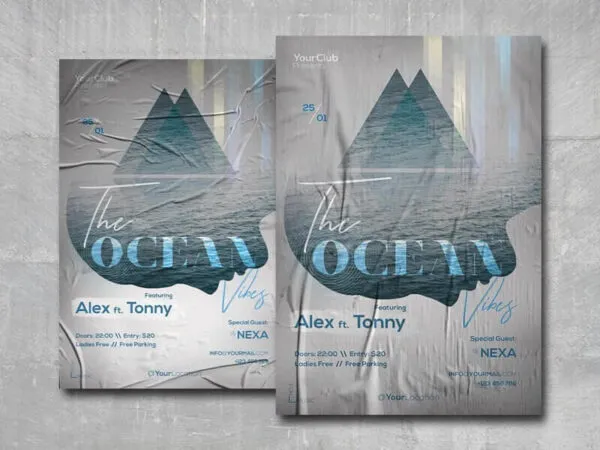 Wrinkles Club Party Flyer Template with Ocean Vibe 1